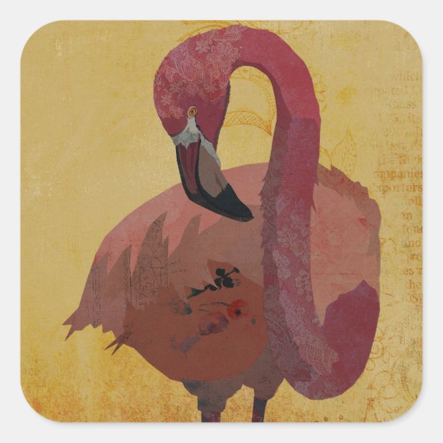PEGATINA CUADRADA FLAMENCO ROSA (Anverso)