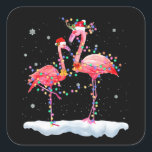 Pegatina Cuadrada Flamencos | Flamingo Christmas Tree Santa Hat Xmas<br><div class="desc">Flamencos | Flamingo Christmas Tree Santa Hat Xmas</div>