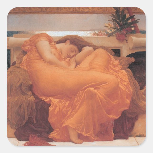 Pegatina Cuadrada Flaming June (Anverso)