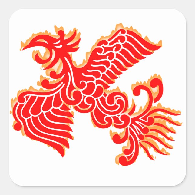 Pegatina Cuadrada Flaming Phoenix (Anverso)