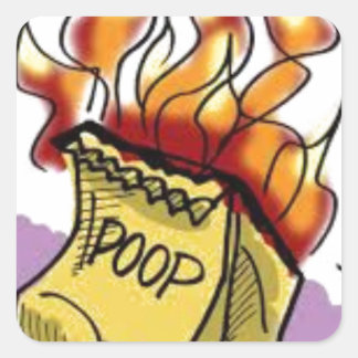 Pegatina Cuadrada Flaming Poo