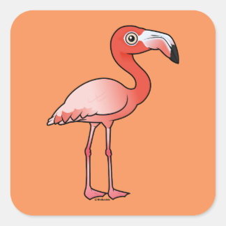 Pegatina Cuadrada Flamingo americano Birdorable