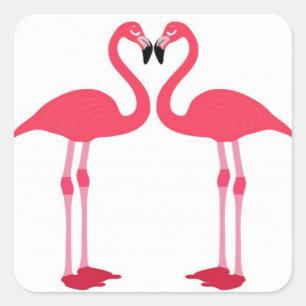 Pegatina Cuadrada flamingo-birds-love
