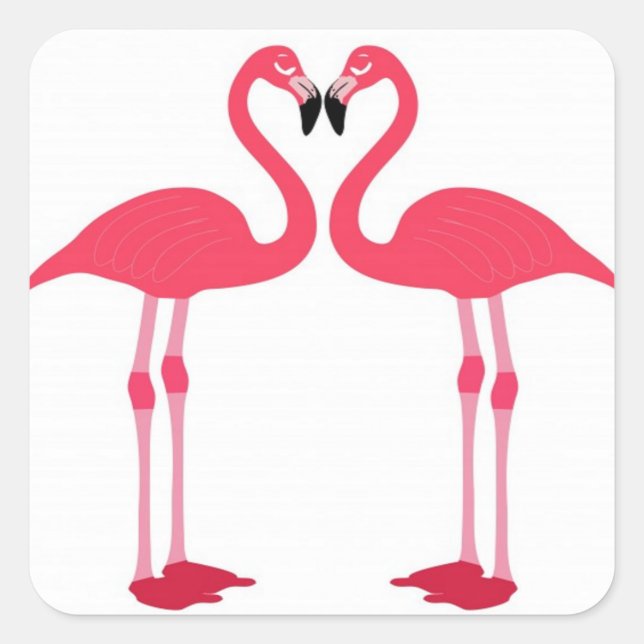 Pegatina Cuadrada flamingo-birds-love (Anverso)