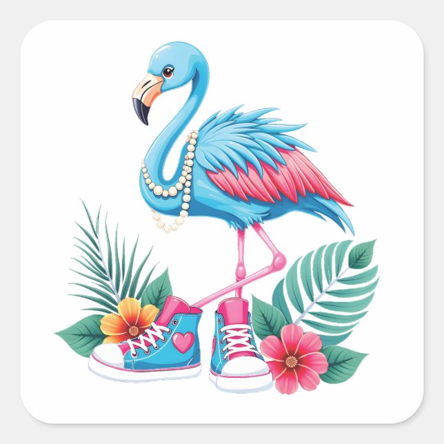 Pegatina Cuadrada Flamingo Chucks and Pearls Comma La Harris 2024 (Anverso)