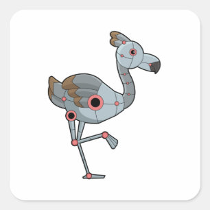 Pegatina Cuadrada Flamingo como Robot