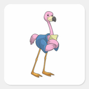 Pegatina Cuadrada Flamingo como secretario con Notepad
