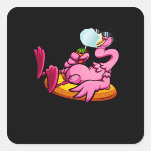 Pegatina Cuadrada Flamingo con la máscara facial Bird Relajante Cuar