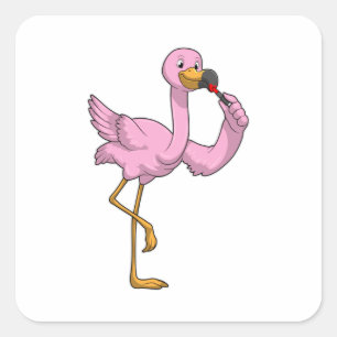 Pegatina Cuadrada Flamingo con lápiz labial