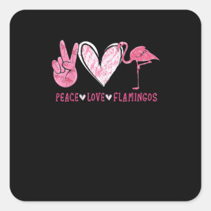 Pegatina Cuadrada Flamingo de amor por la paz Amante Flamingo