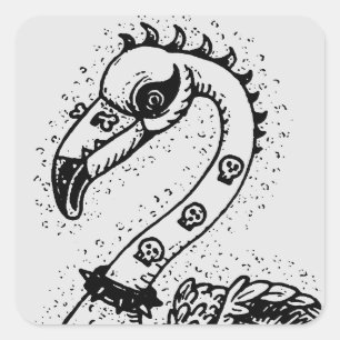 Pegatina Cuadrada FLAMINGO DE ROCKER DE PUNK DE gótico, HERRAMIENTAS
