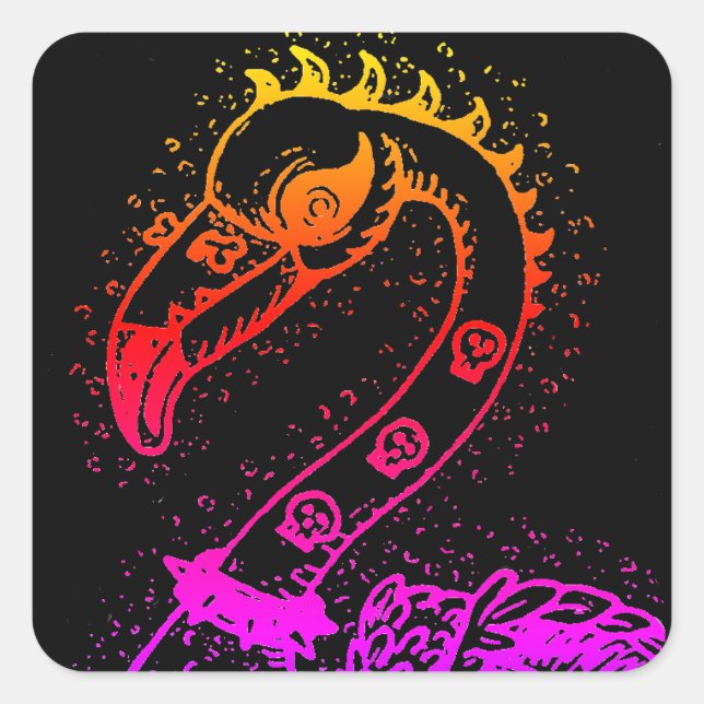 Pegatina Cuadrada FLAMINGO DE ROCKER DE PUNK DE gótico, HERRAMIENTAS (Anverso)