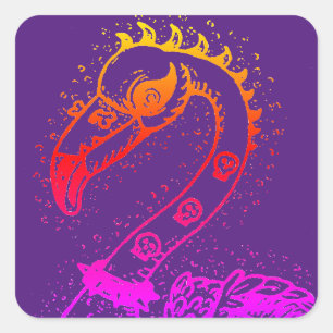 Pegatina Cuadrada FLAMINGO DE ROCKER DE PUNK DE gótico, HERRAMIENTAS