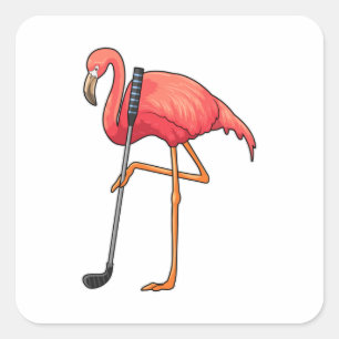 Pegatina Cuadrada Flamingo en el club de golf