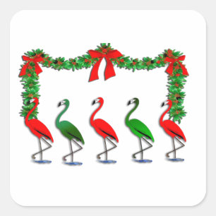 Pegatina Cuadrada Flamingo Rockettes Dancing Show