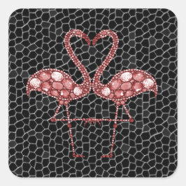 Pegatina Cuadrada Flamingo rosado