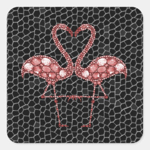 Pegatina Cuadrada Flamingo rosado