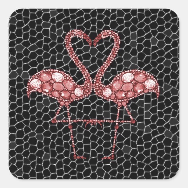 Pegatina Cuadrada Flamingo rosado (Anverso)