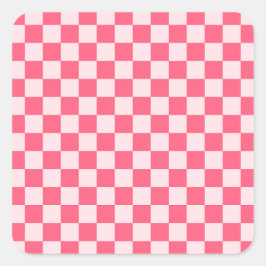 Pegatina Cuadrada Flamingo sorbet checkerboard pattern