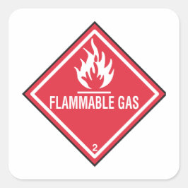 Pegatina Cuadrada Flammable gas warning