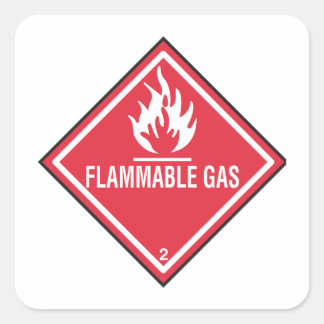 Pegatina Cuadrada Flammable gas warning