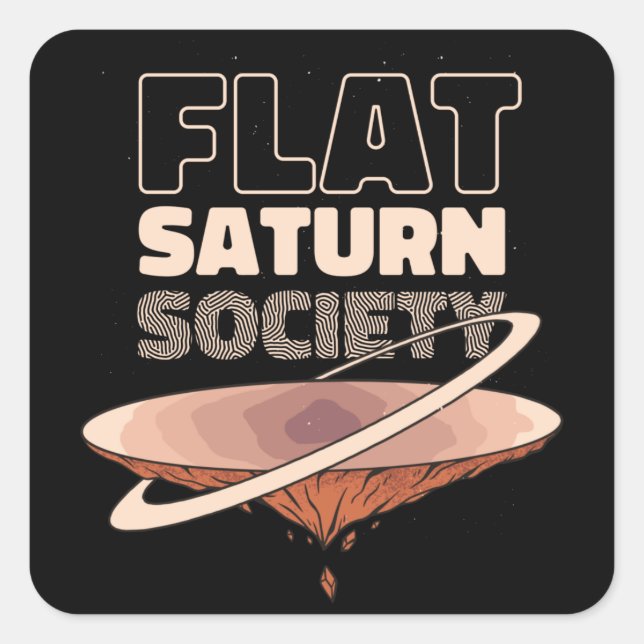 Pegatina Cuadrada Flat Saturn Society - Diseño Científico (Anverso)