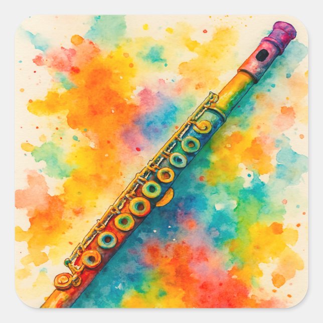 Pegatina Cuadrada Flauta acuática vibrante (Anverso)
