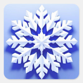 Pegatina Cuadrada Flauta de nieve azul detallada