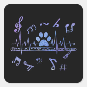 Pegatina Cuadrada Flauta musical con pinturas