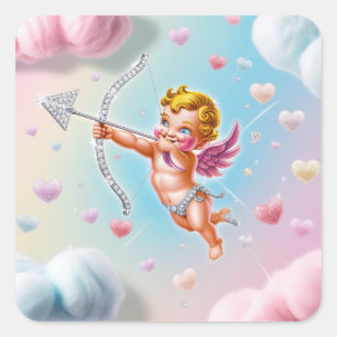 Pegatina Cuadrada Flecha de Cupido en camino