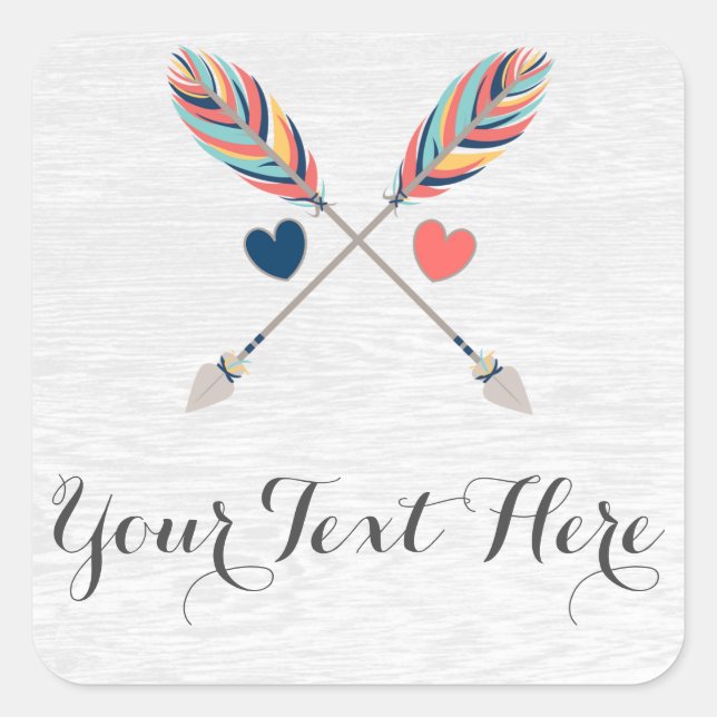 Pegatina Cuadrada Flechas cruzadas bohemias en la Moda del Boho de M (Anverso)