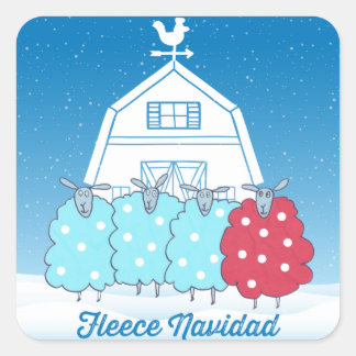 Pegatina Cuadrada Fleece Navidad Navidades lindo bebe oveja