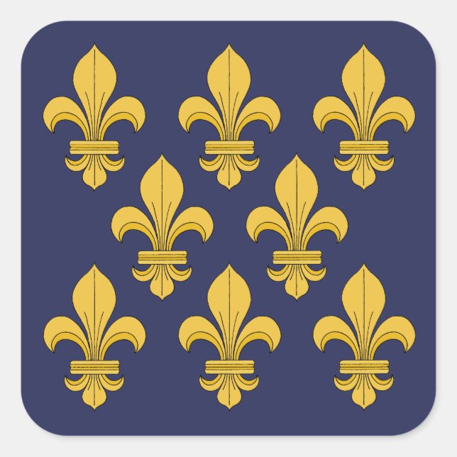 Pegatina Cuadrada Fleur-de-lis (Anverso)