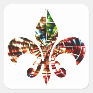 Pegatina Cuadrada fleur-de-lis : diseño asombroso de la espuma roja