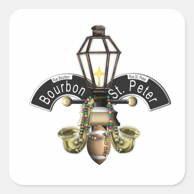 Pegatina Cuadrada Fleur de Nueva Orleans (Anverso)