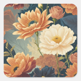 Pegatina Cuadrada Fleurs