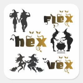 Pegatina Cuadrada Flex. Hex. Vex. Body Positive & Diverse Witches