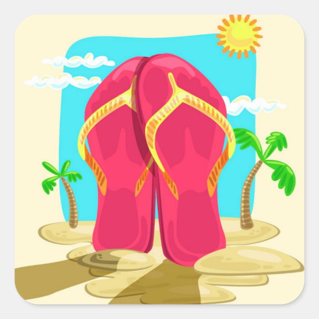 Pegatina Cuadrada Flip Flops (Anverso)