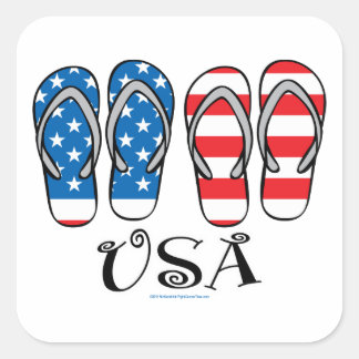 Pegatina Cuadrada Flip Flops de Estados Unidos