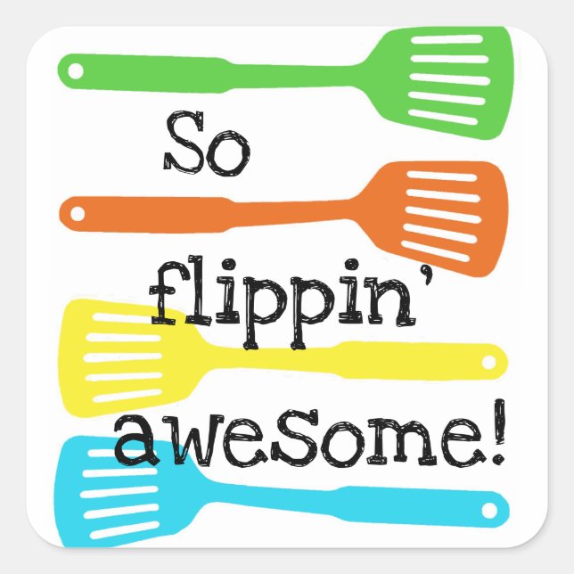 Pegatina Cuadrada Flippin' asombrosos flippers brillantes/artilugios (Anverso)