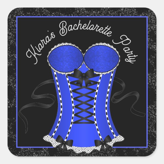 Pegatina Cuadrada Flirty Blue Corset (Anverso)