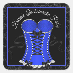 Pegatina Cuadrada Flirty Blue Corset