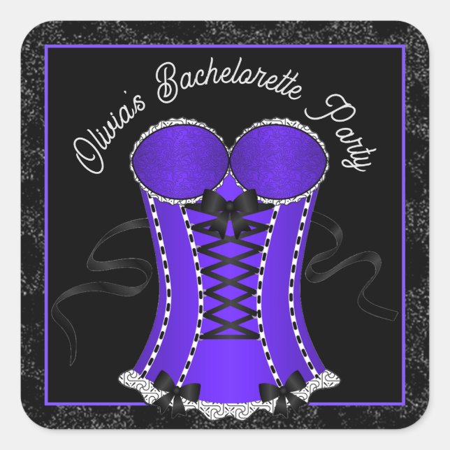Pegatina Cuadrada Flirty Purple Corset (Anverso)