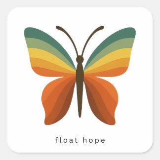 Pegatina Cuadrada Float Hope Retro Rainbow Butterfly Square Sticker