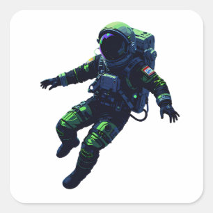 Pegatina Cuadrada Floating Astronaut in Space Suit Illustration