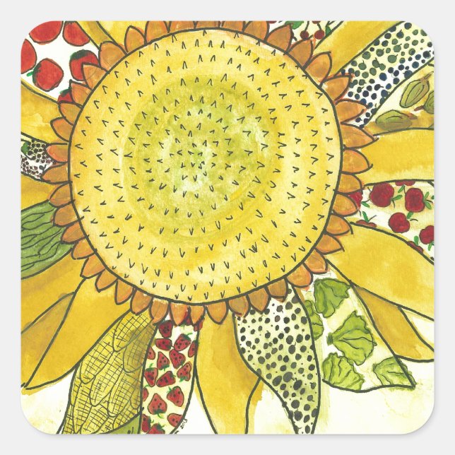 Pegatina Cuadrada flor (Anverso)