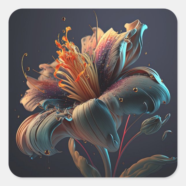 Pegatina Cuadrada Flor (Anverso)