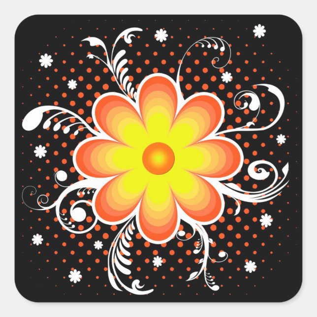 Pegatina Cuadrada Flor (Anverso)