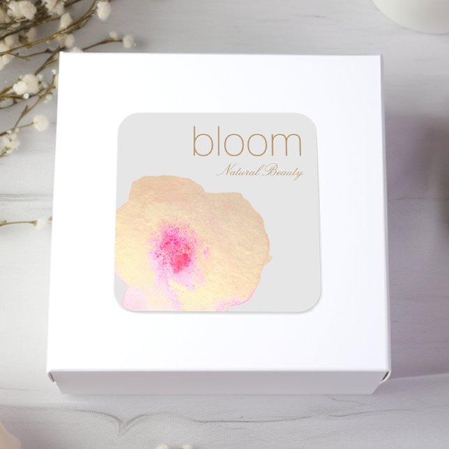 Pegatina Cuadrada Flor acuática floral de oro elegante (Subido por el creador)