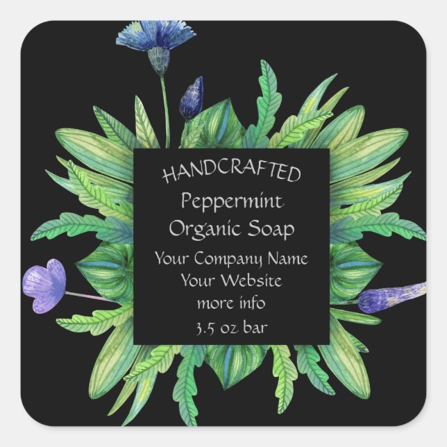 Pegatina Cuadrada Flor artesanal (Anverso)